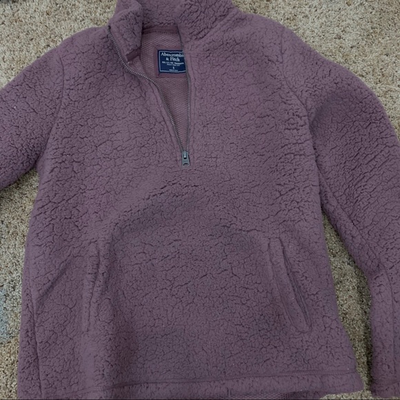 Abercrombie Sherpa Quarter Zip Pullover Hoodie - Picture 5 of 6